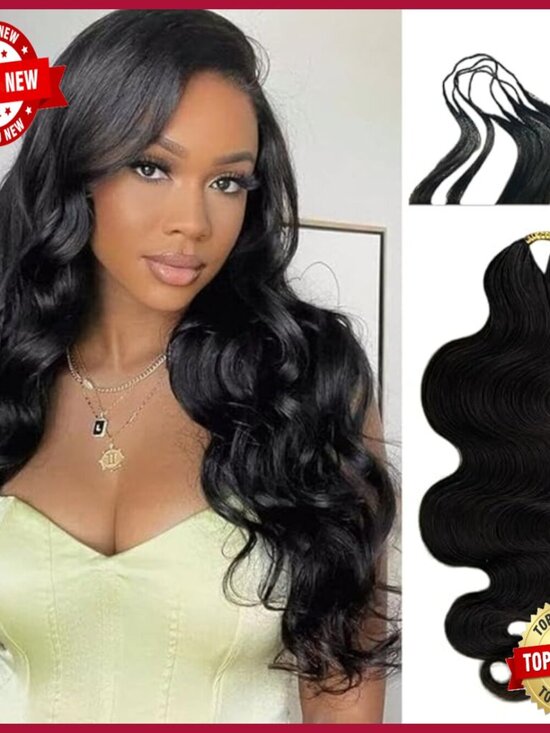 14 Inch Human Hair Extensions, Body Wave, Knotless Crochet, 120g